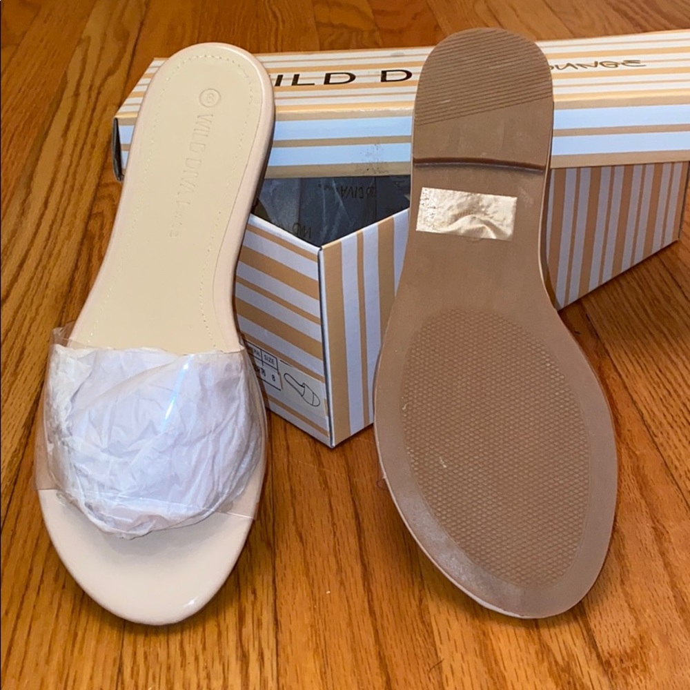 New Nude Open Toe Clear Transparent Flat Sandals - image 7